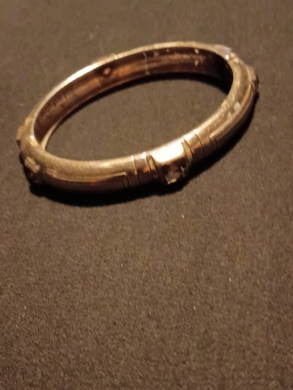 Brighton Hinged Bangle Bracelet Blue crystal scrolled magnetic 7.25"